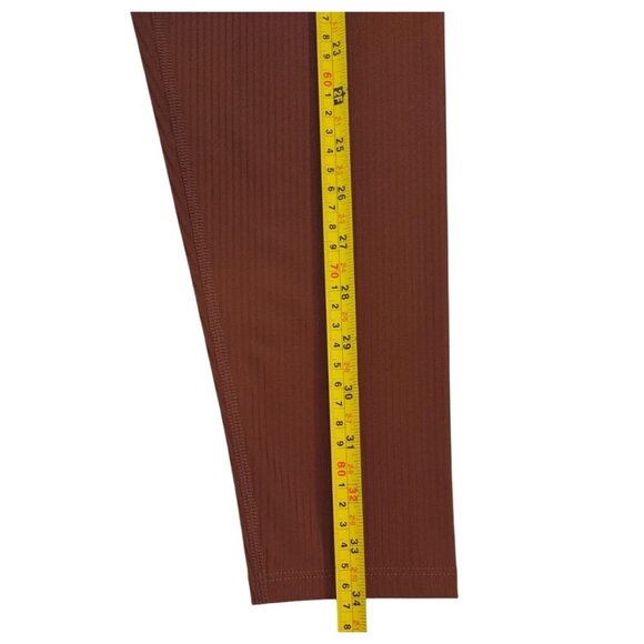High-Waisted Rust Brown Ribbed Leggings - Girlfriend Collective - Womens Size M. - Picture 7 of 7